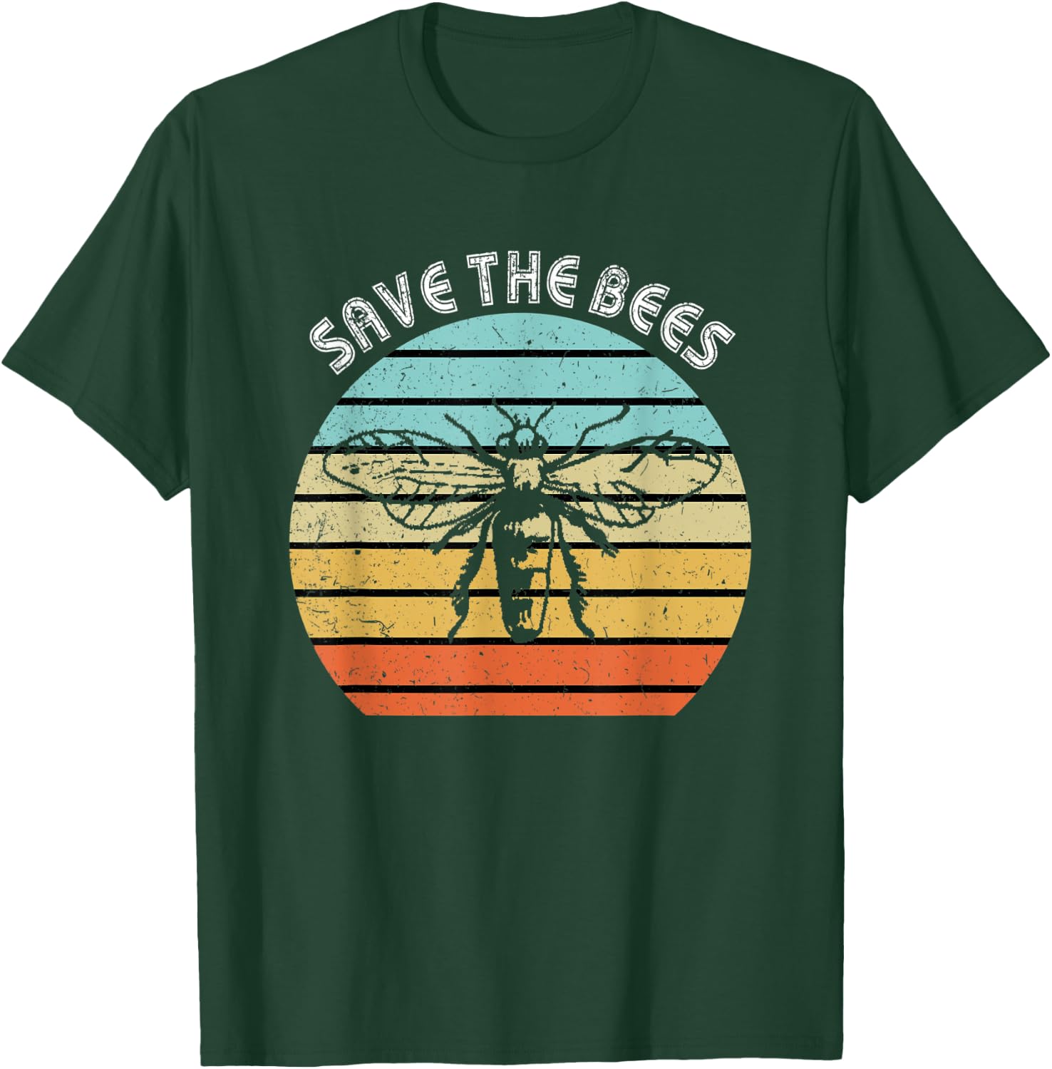Save The Bees Shirt Retro Style Bee Climate Change T-Shirt - T-Shirt | Forest