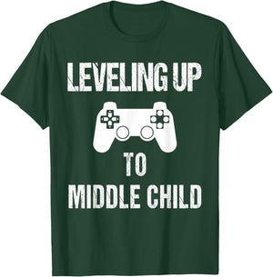 Leveling Up to Middle Child Shirt | Pregnancy Announcement T-Shirt - T-Shirt | Forest