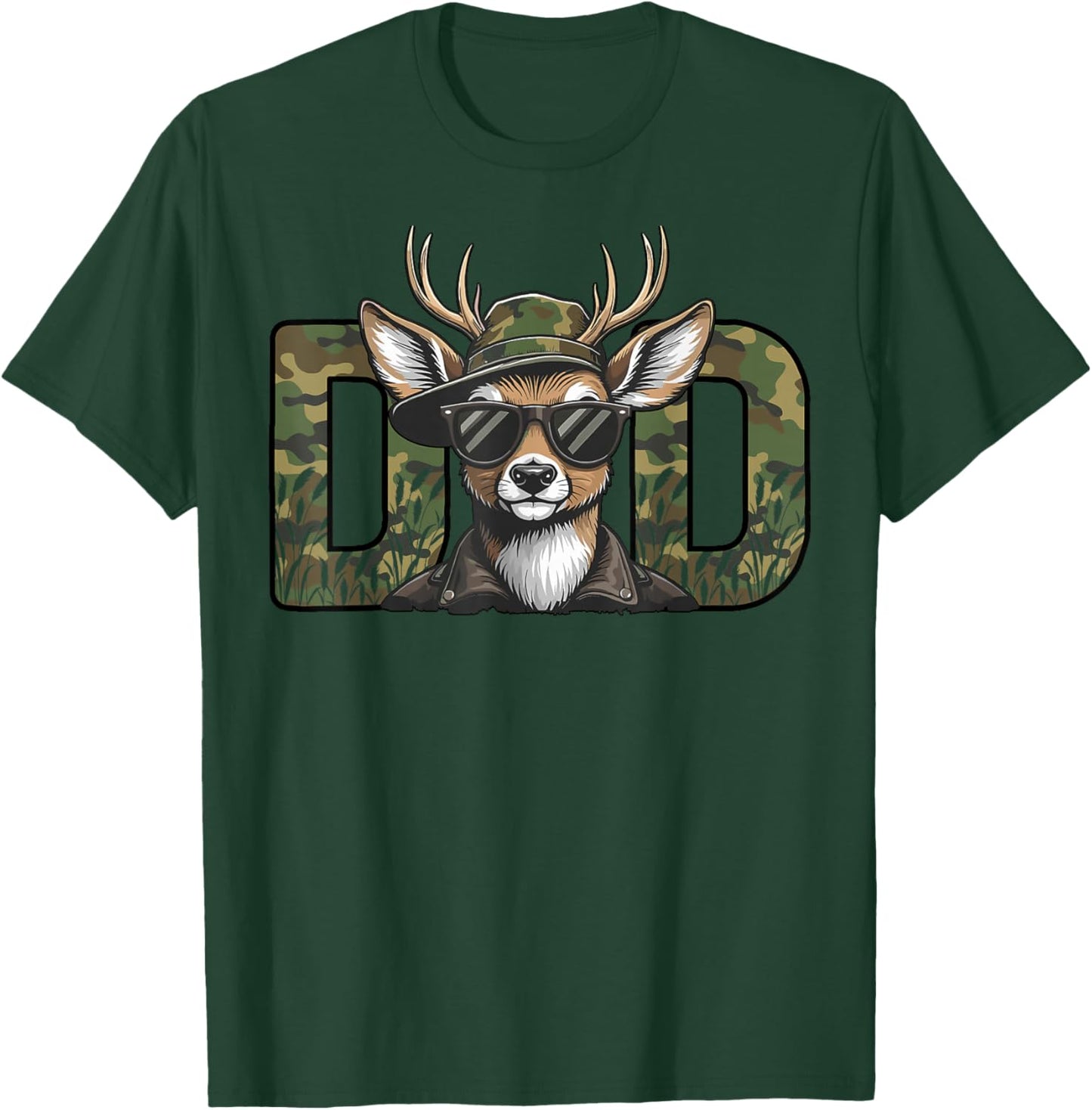 Hunter Dad Camo Deer Hunting Father's Day T-Shirt - T-Shirt | Forest