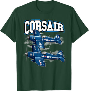 Corsair Warbird World War II Fighter Plane Pilot Gift T-Shirt - T-Shirt | Forest