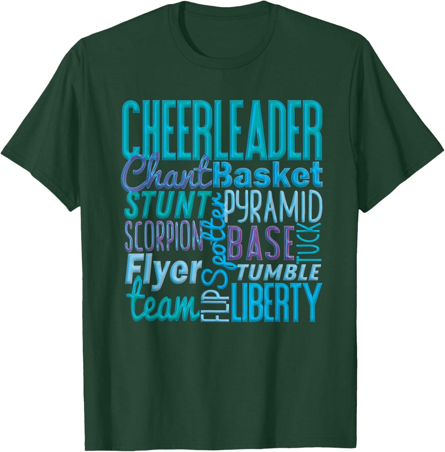 Cute Cheerleader Gift, Blue Cheer Moves Cheerleading Coach T-Shirt - T-Shirt | Forest