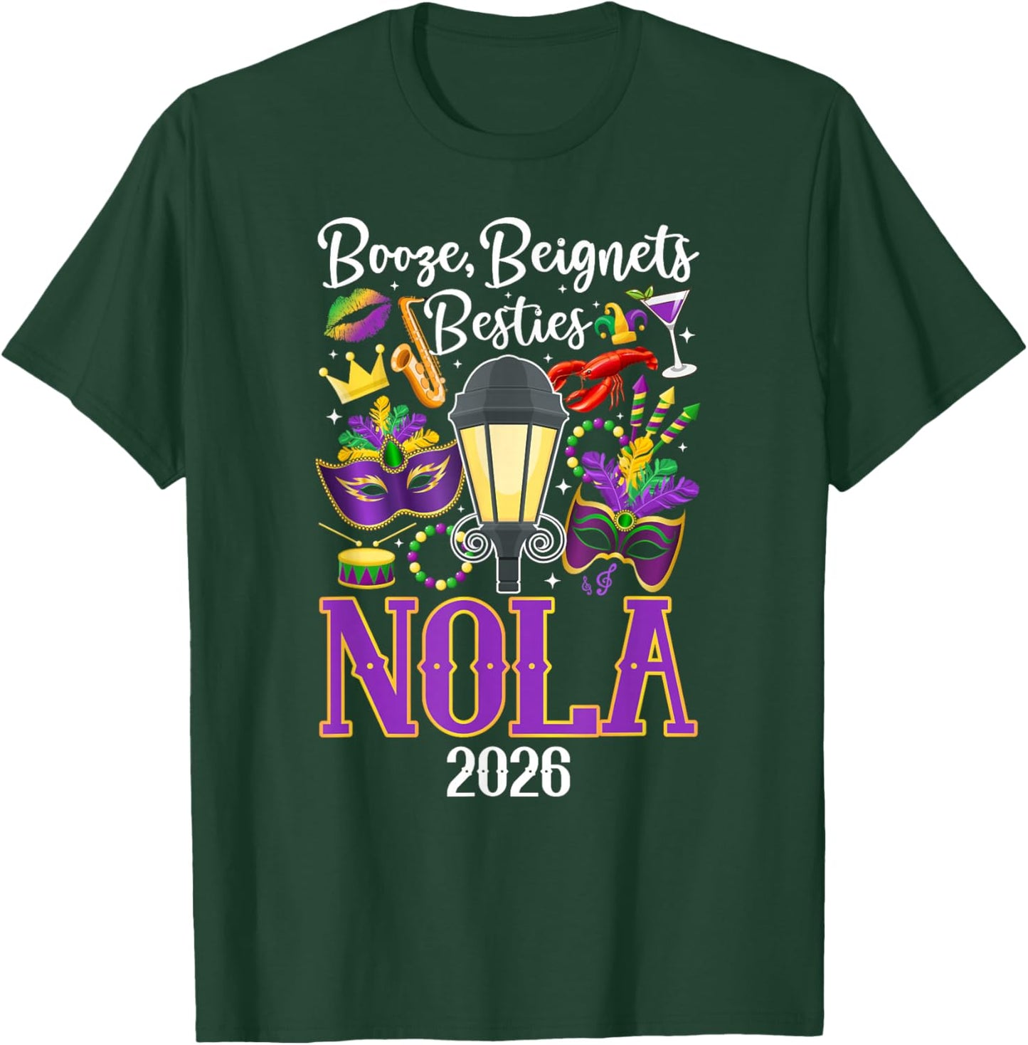 Funny New Orleans Besties Trip 2026 Best Friend Vacation T-Shirt - T-Shirt | Forest