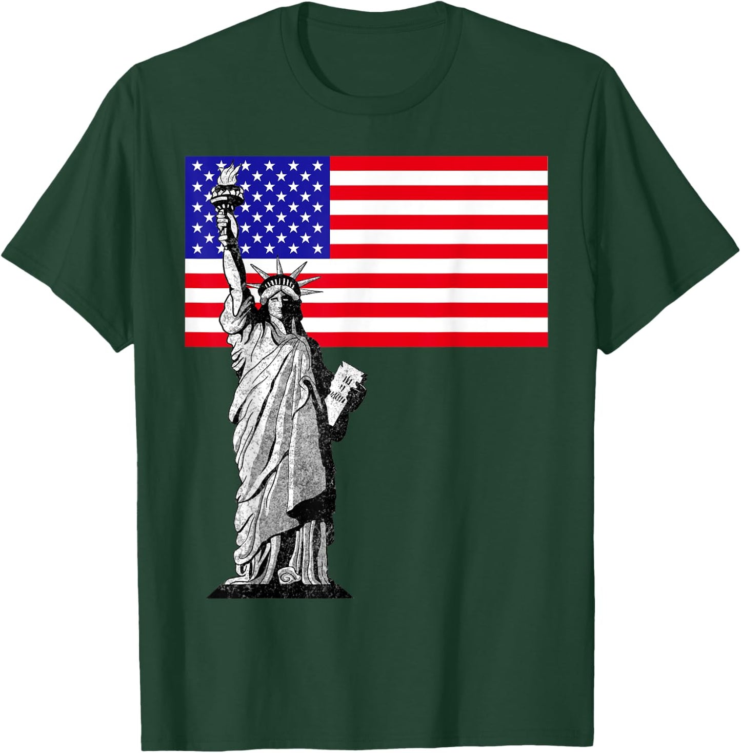Statue Of Liberty And USA Flag T-Shirt - T-Shirt | Forest