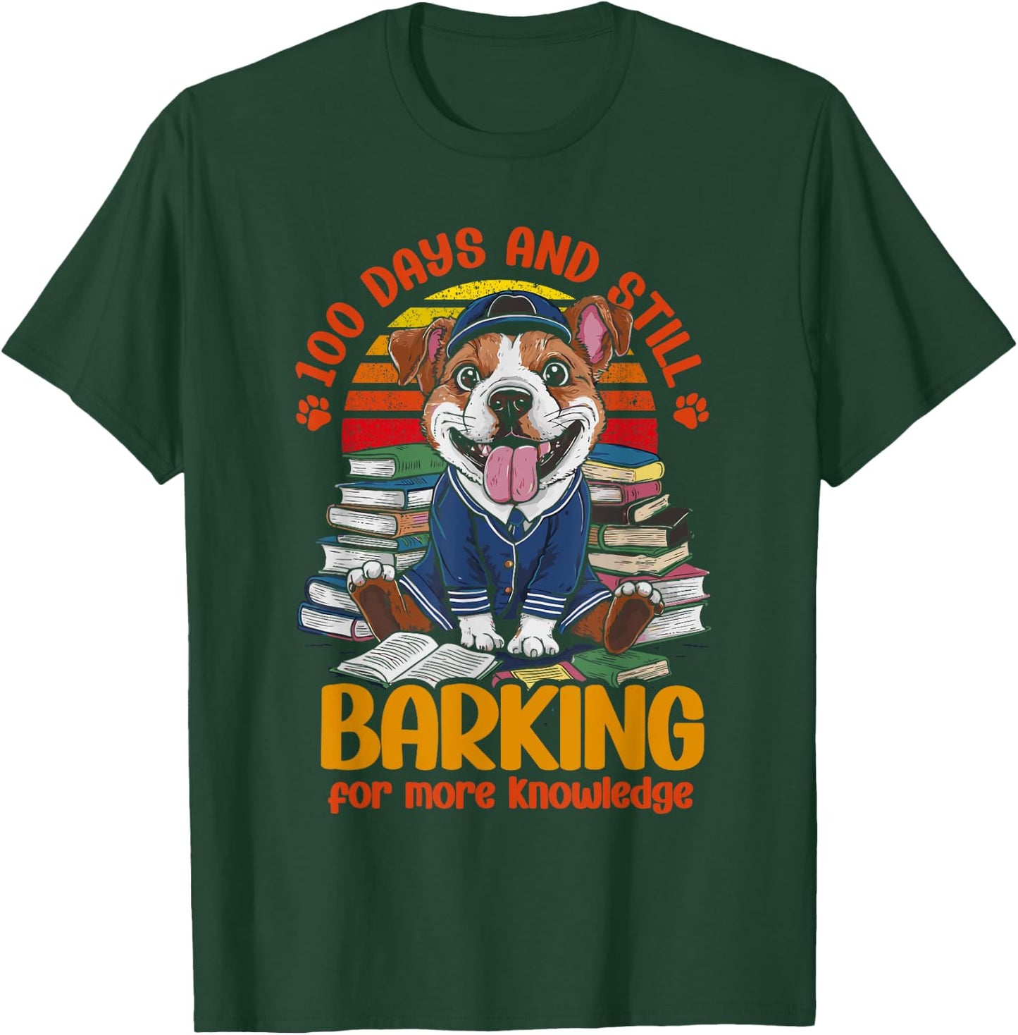 Dog 100 Days Of School Barking For More Knowledge Women Kids T-Shirt - T-Shirt | Forest