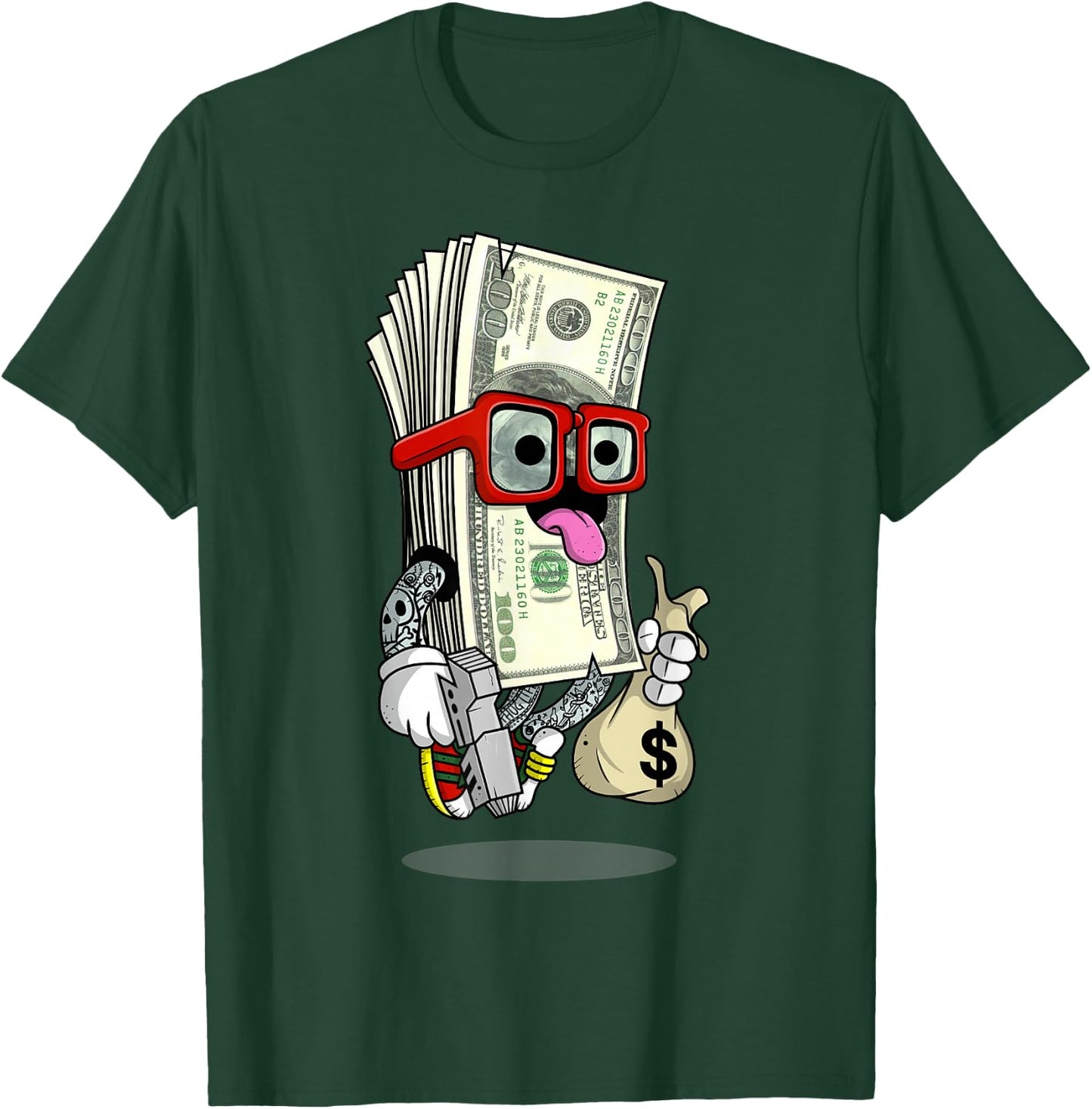 Hip Hop Dope Swag Rap Lover Gift Funny Cash Stacks Bills T-Shirt - T-Shirt | Forest