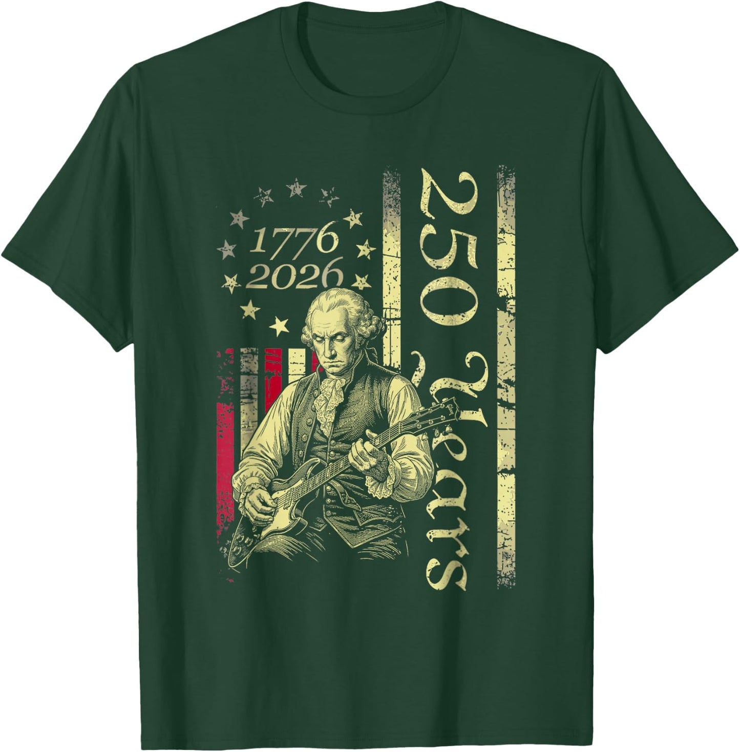Vintage George Washington Playing Guitar 250 Years America T-Shirt - T-Shirt | Forest