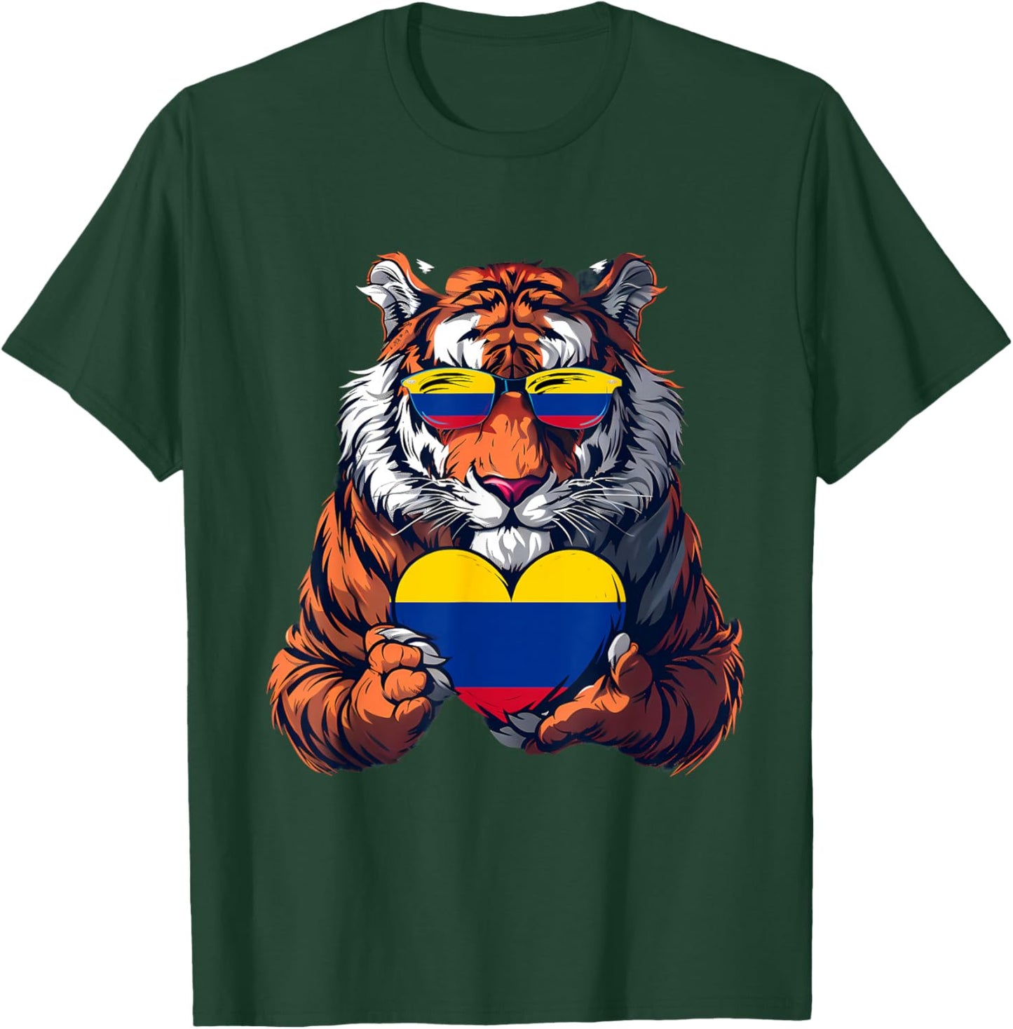 Colombia Heart Tiger Colombian Roots Colombian Flag T-Shirt - T-Shirt | Forest