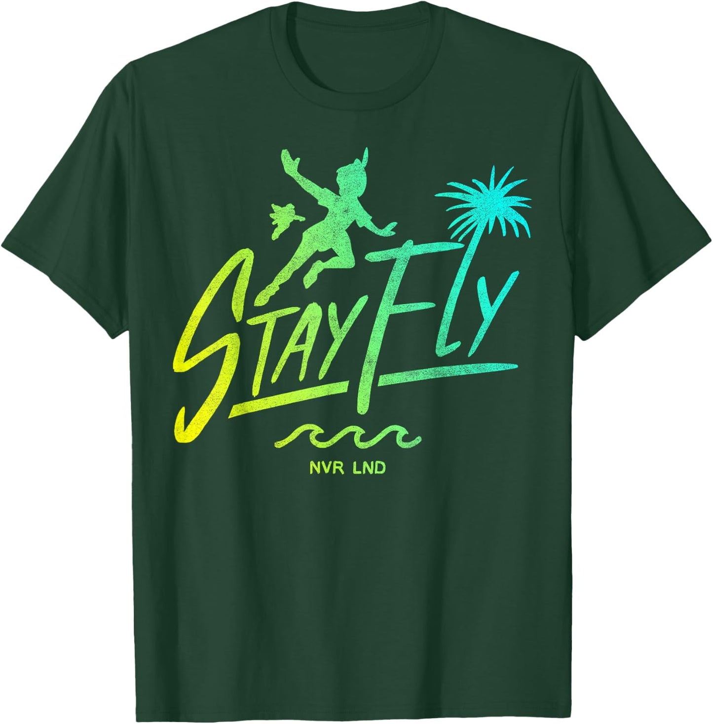 Disney Peter Pan Stay Fly Text Silhouette Poster T-Shirt - T-Shirt | Forest