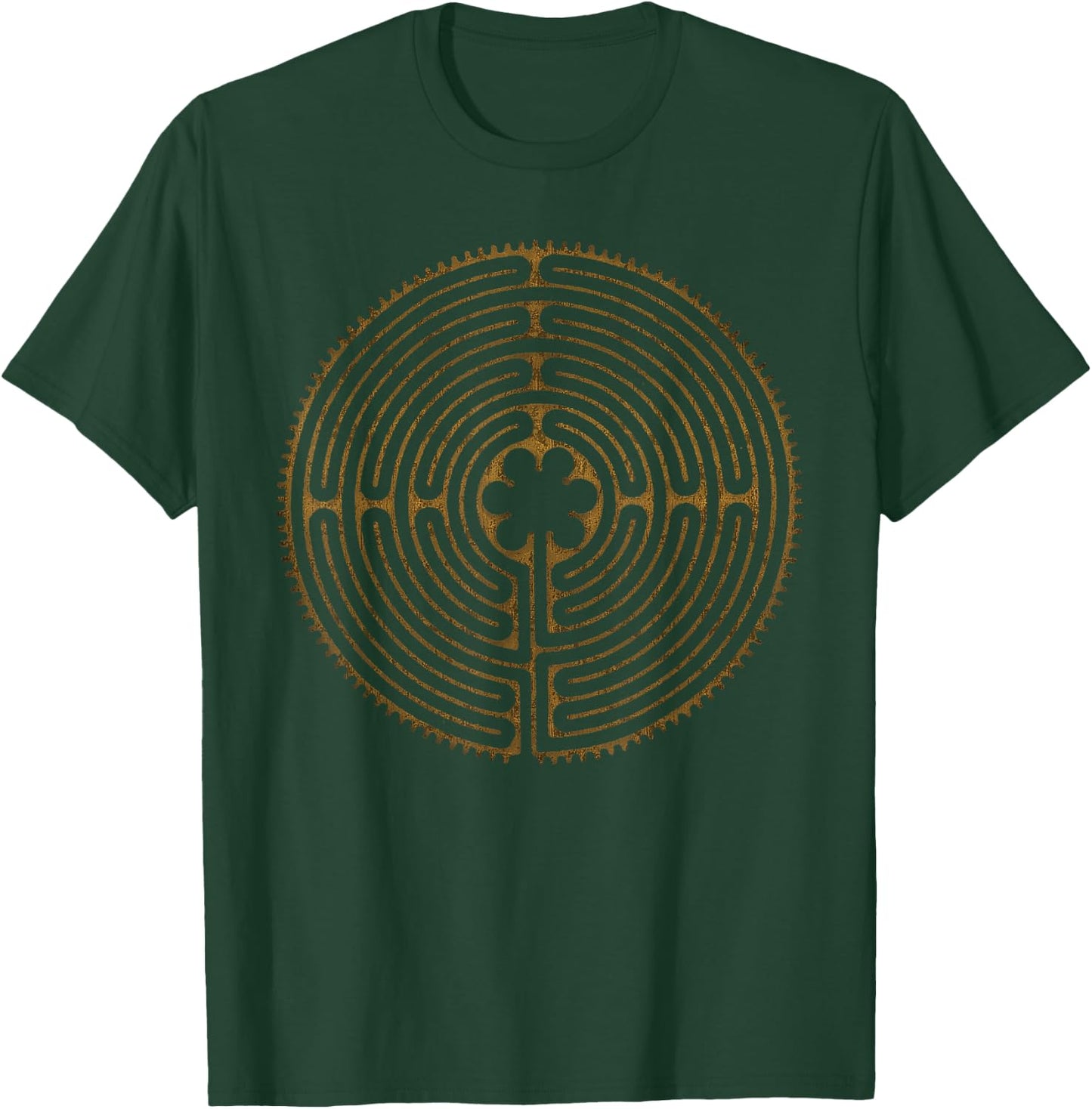 CHARTRES Labyrinth - Antique Style Symbol T-Shirt - T-Shirt | Forest