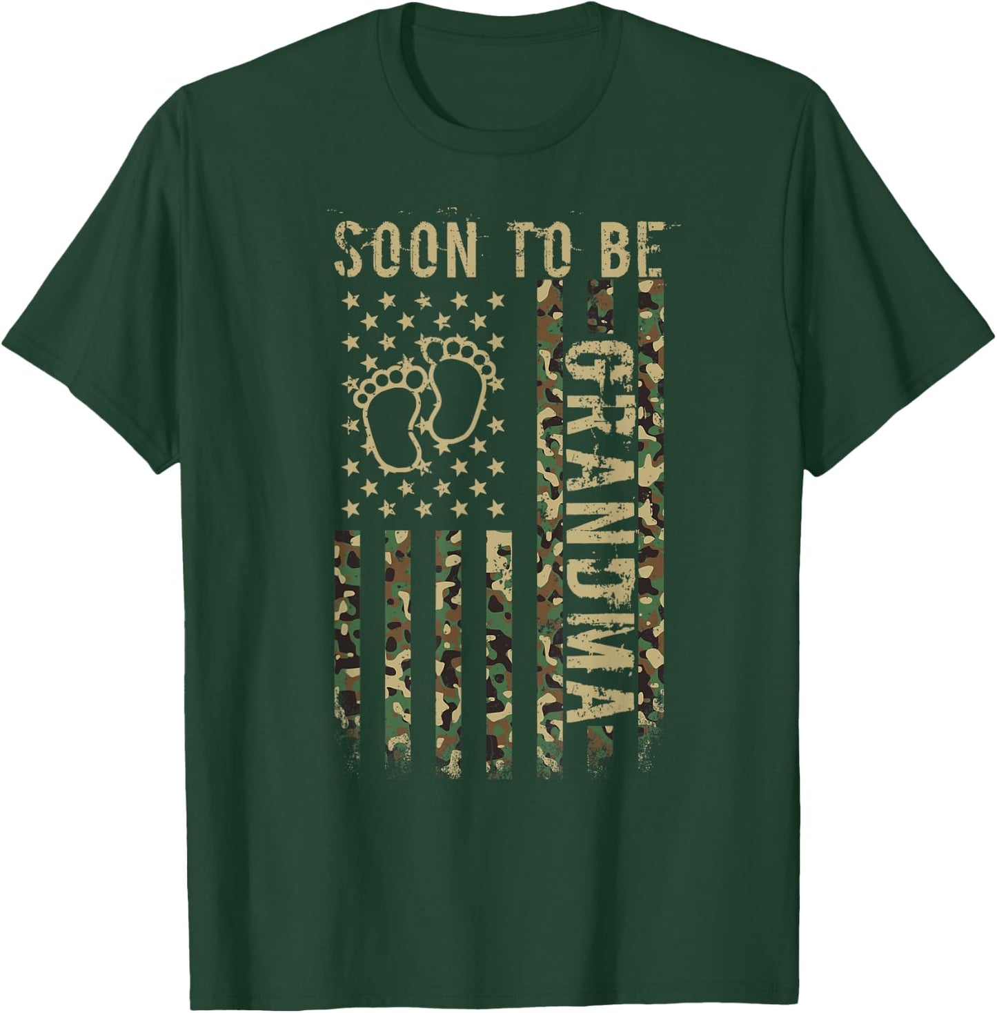 Soon To Be Grandma American Flag Camouflage Grandma Camo T-Shirt - T-Shirt | Forest
