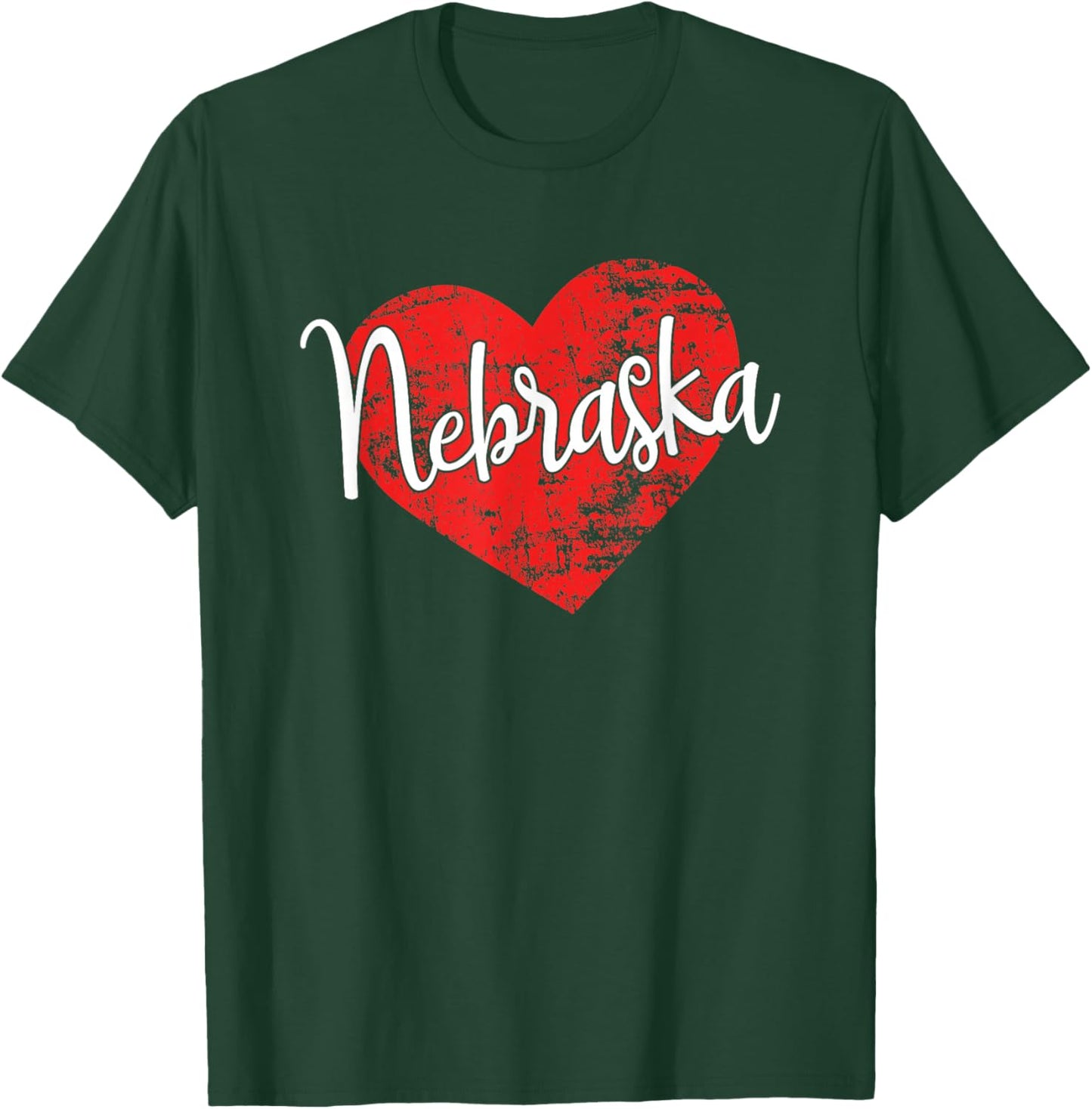 Nebraska Love Cool Grunge Heart Fun Nebraska Pride T-Shirt - T-Shirt | Forest