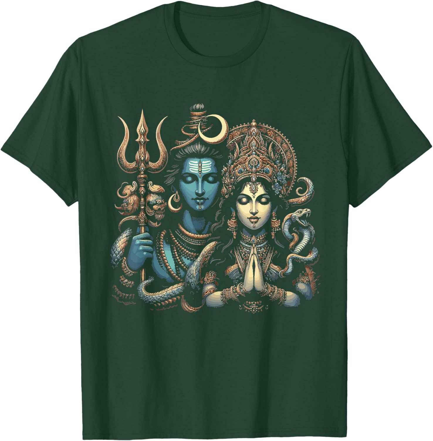 Lord Shiva Durga Hindu God Mahadeva Goddess Goddess Parvati T-Shirt - T-Shirt | Forest