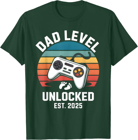 Dad Level Unlocked 2025 Funny Fathers Day Present (gifts) T-Shirt - T-Shirt | Forest