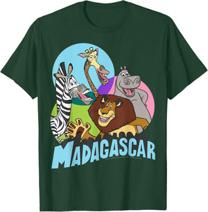 Madagascar Cartoon Group Shot Pop Color Poster T-Shirt - T-Shirt | Forest
