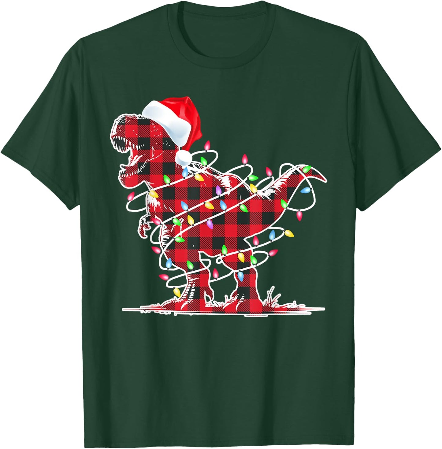 T Rex Red Plaid Dinosaur Christmas Pajamas Toddler Boys Kids T-Shirt - T-Shirt | Forest