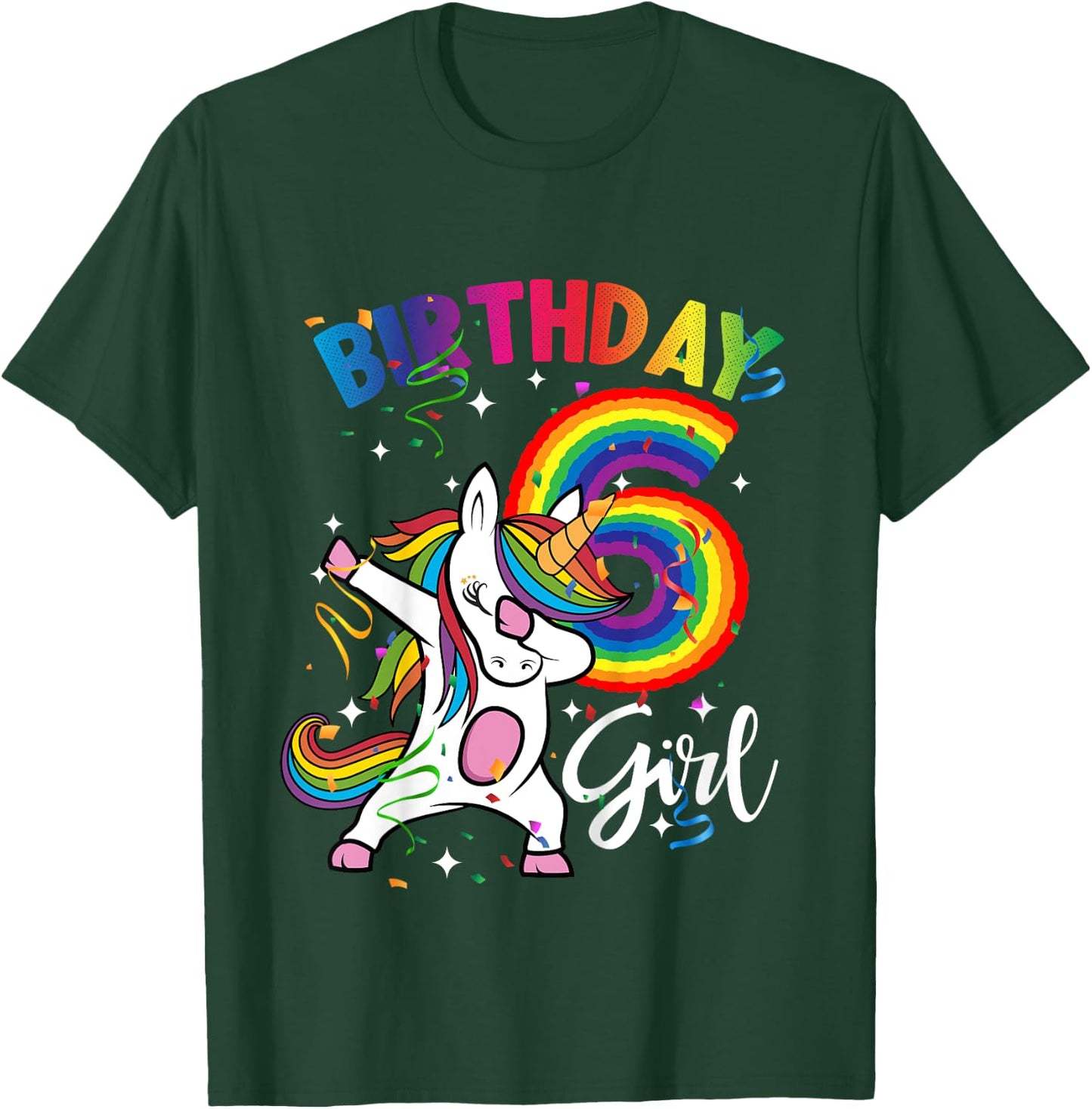 Dabbing Unicorn 6 Year Old 6th Birthday Party Girl Shirt Gif T-Shirt - T-Shirt | Forest