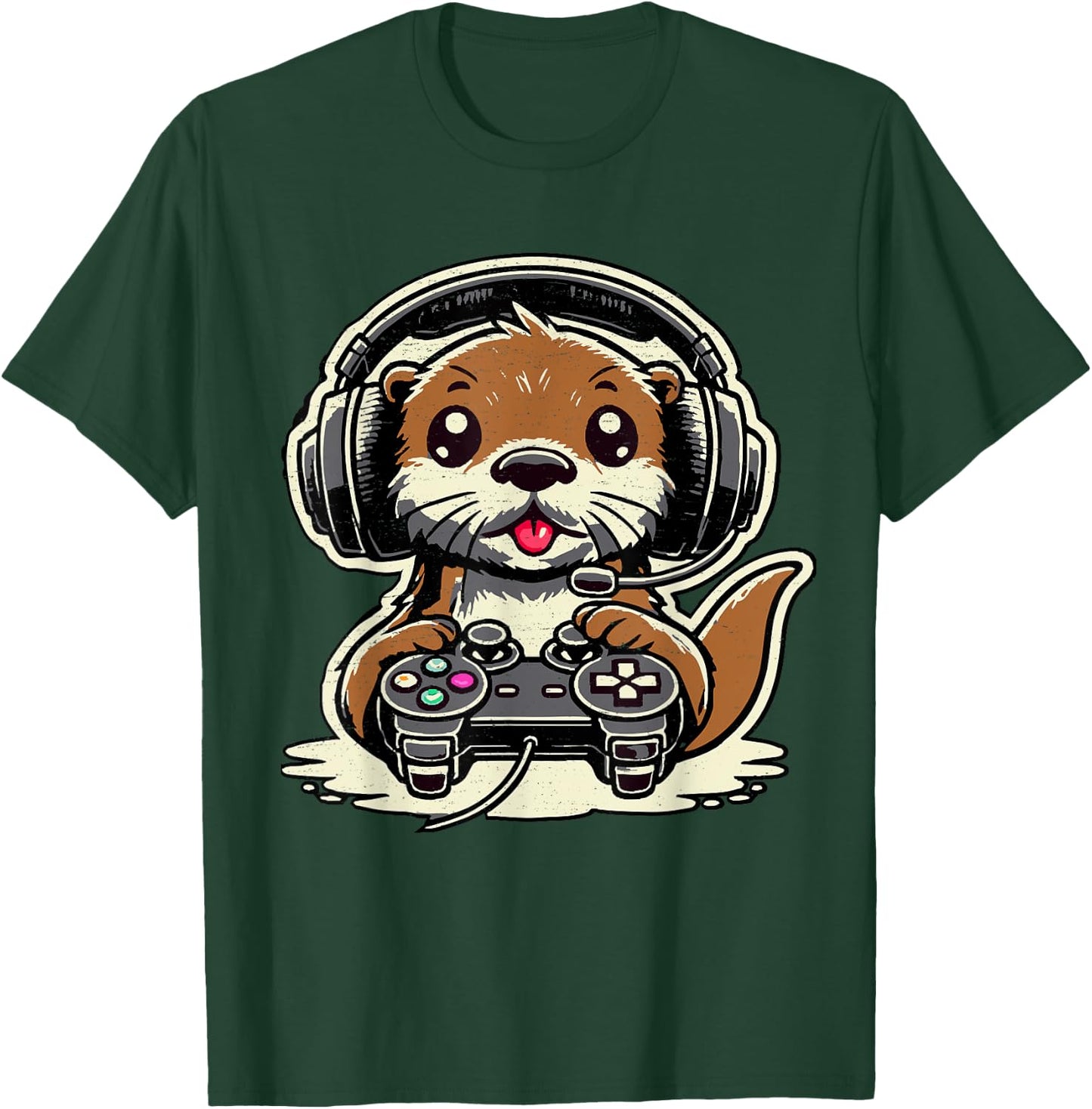 Funny Gaming Otter Gamer Sea Otter Lover Animal Video Game T-Shirt - T-Shirt | Forest
