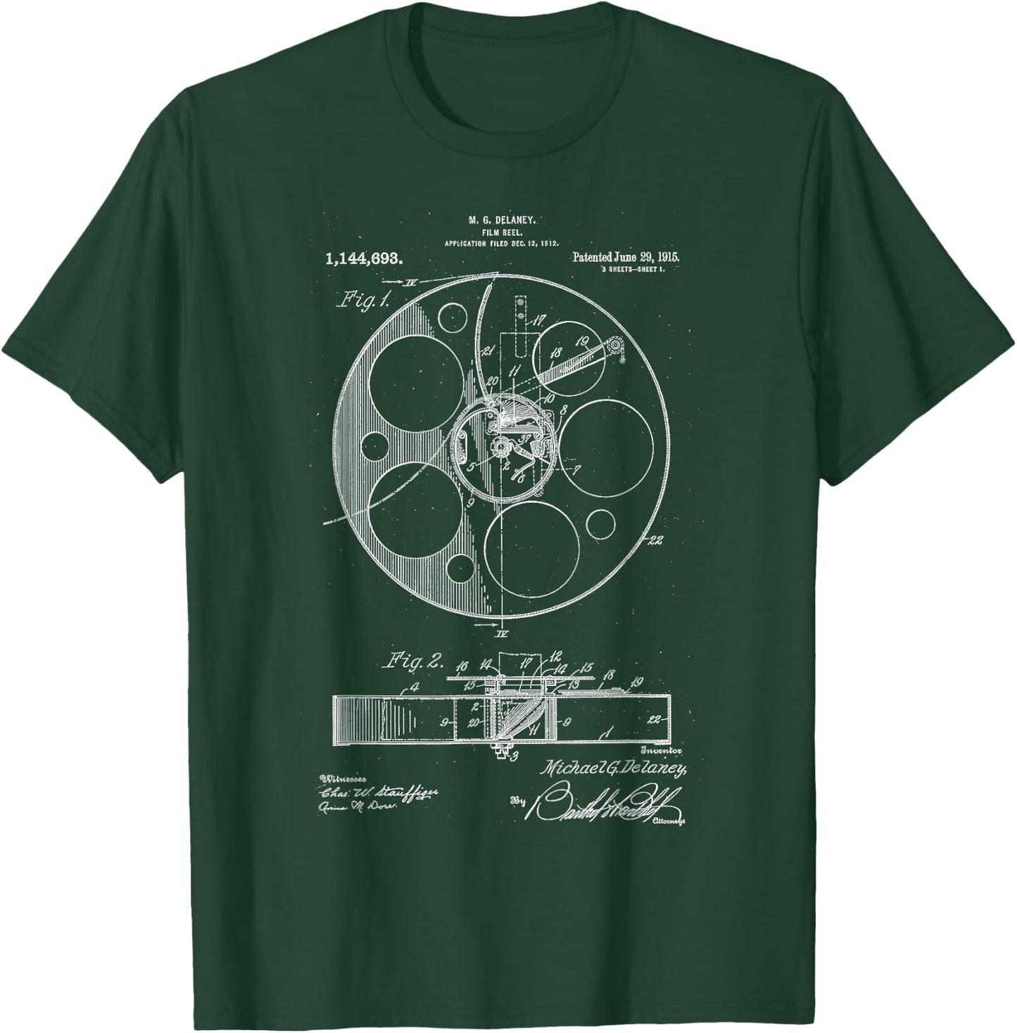 Retro Vintage Camera Filmmaker Film Reel Patent T-Shirt - T-Shirt | Forest
