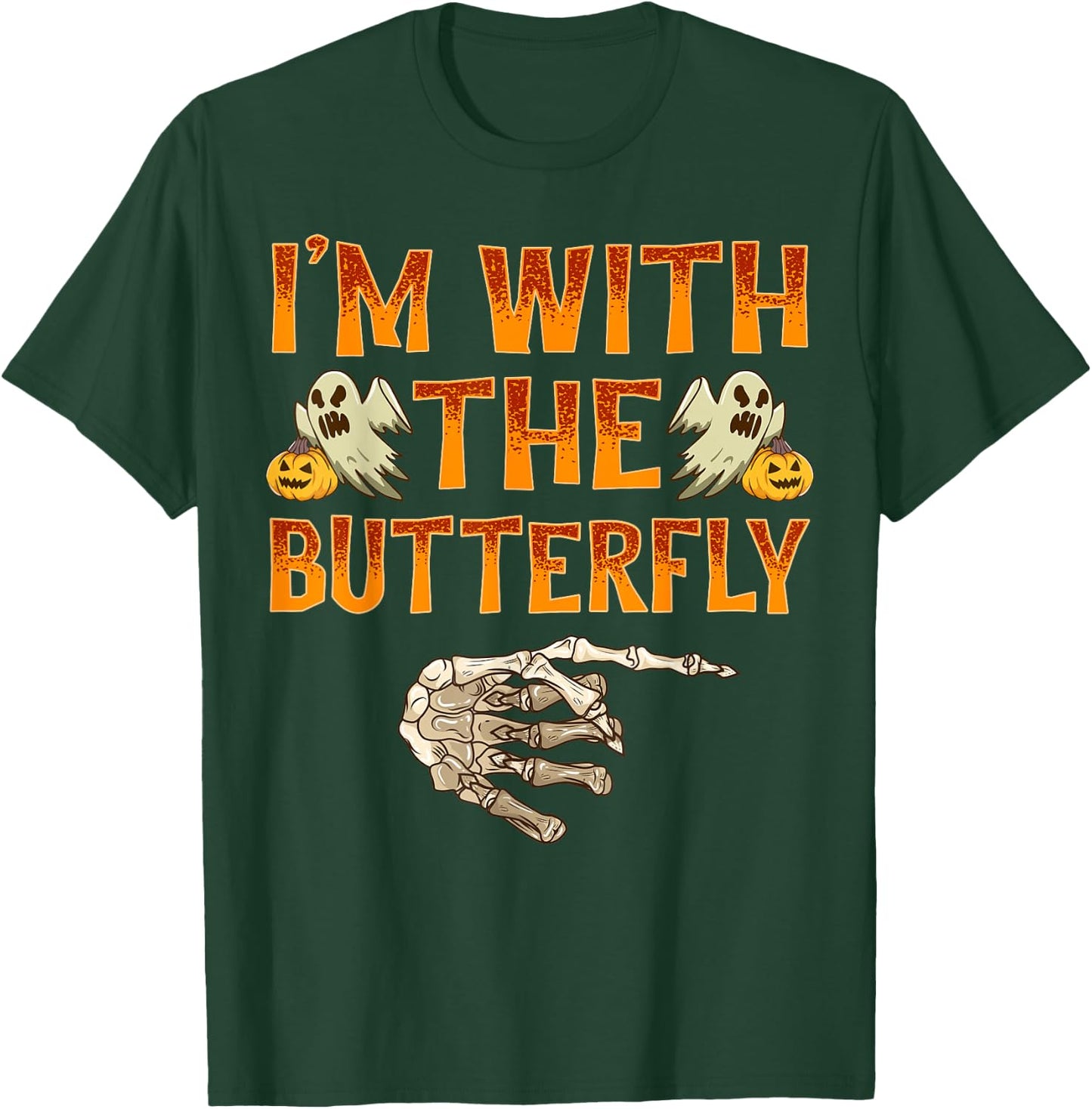 I'm With The Butterfly Costume Funny Halloween Couple T-Shirt - T-Shirt | Forest