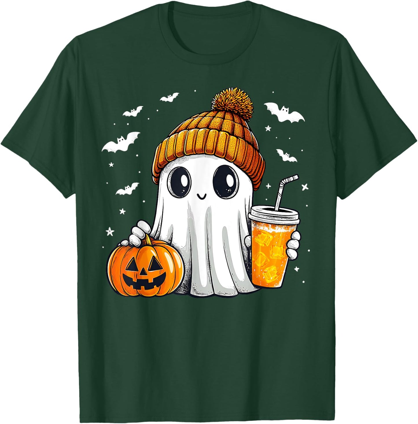 Halloween Ghost Pumpkin Spice Latte Autumn Fall Coffee Lover T-Shirt - T-Shirt | Forest