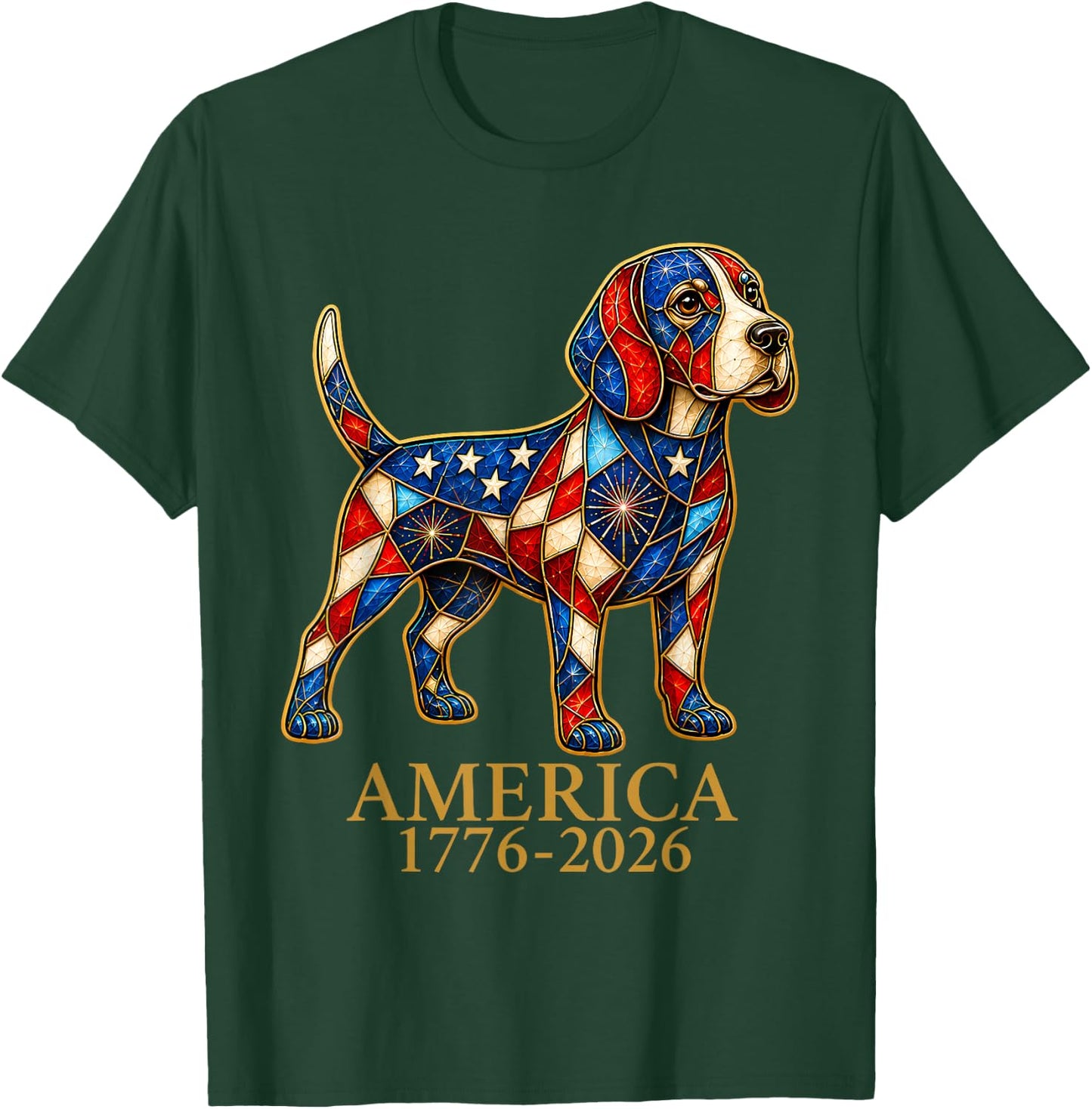 America 1776-2026 Patriotic Beagle Dog USA 250 Years T-Shirt - T-Shirt | Forest
