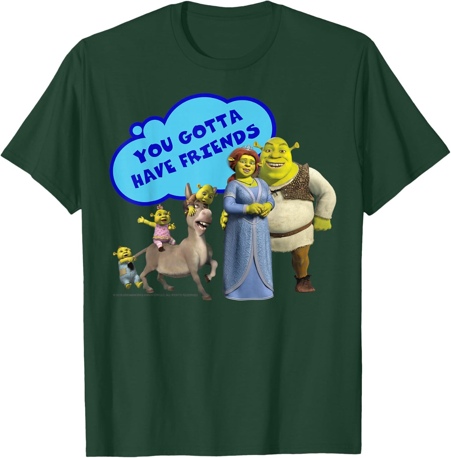 Shrek Donkey You Gotta Have Friends Bubble Text Poster T-Shirt - T-Shirt | Forest