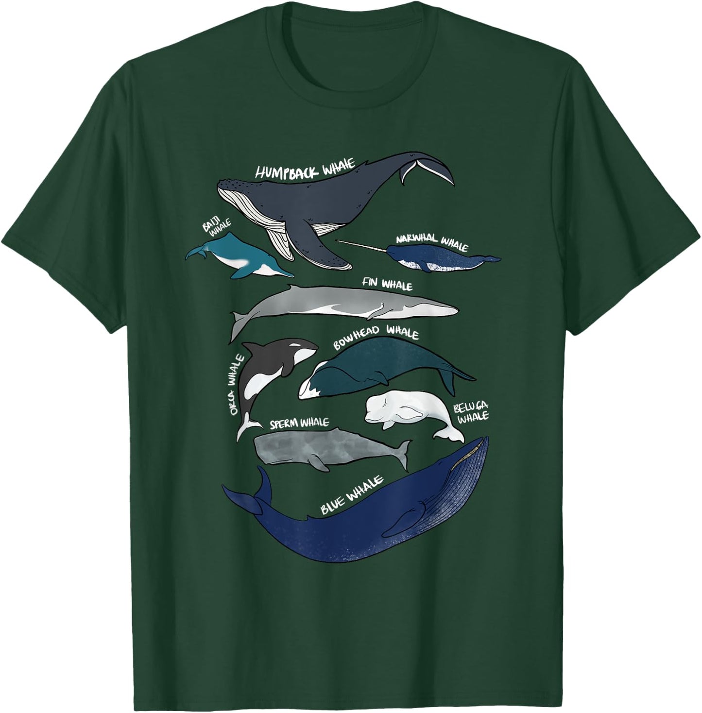 9 Types of Whales Shirt - Whale Breeds Species - Whale Lover T-Shirt - T-Shirt | Forest