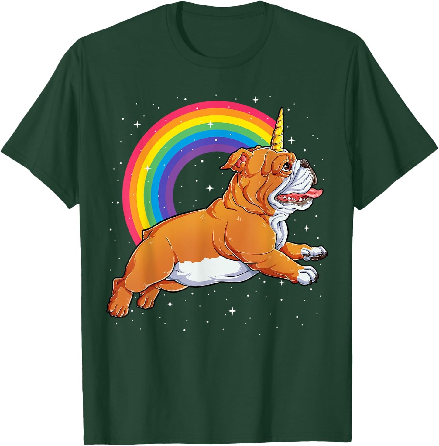 English Bulldog Unicorn T shirt Girls Space Galaxy Rainbow T-Shirt - T-Shirt | Forest