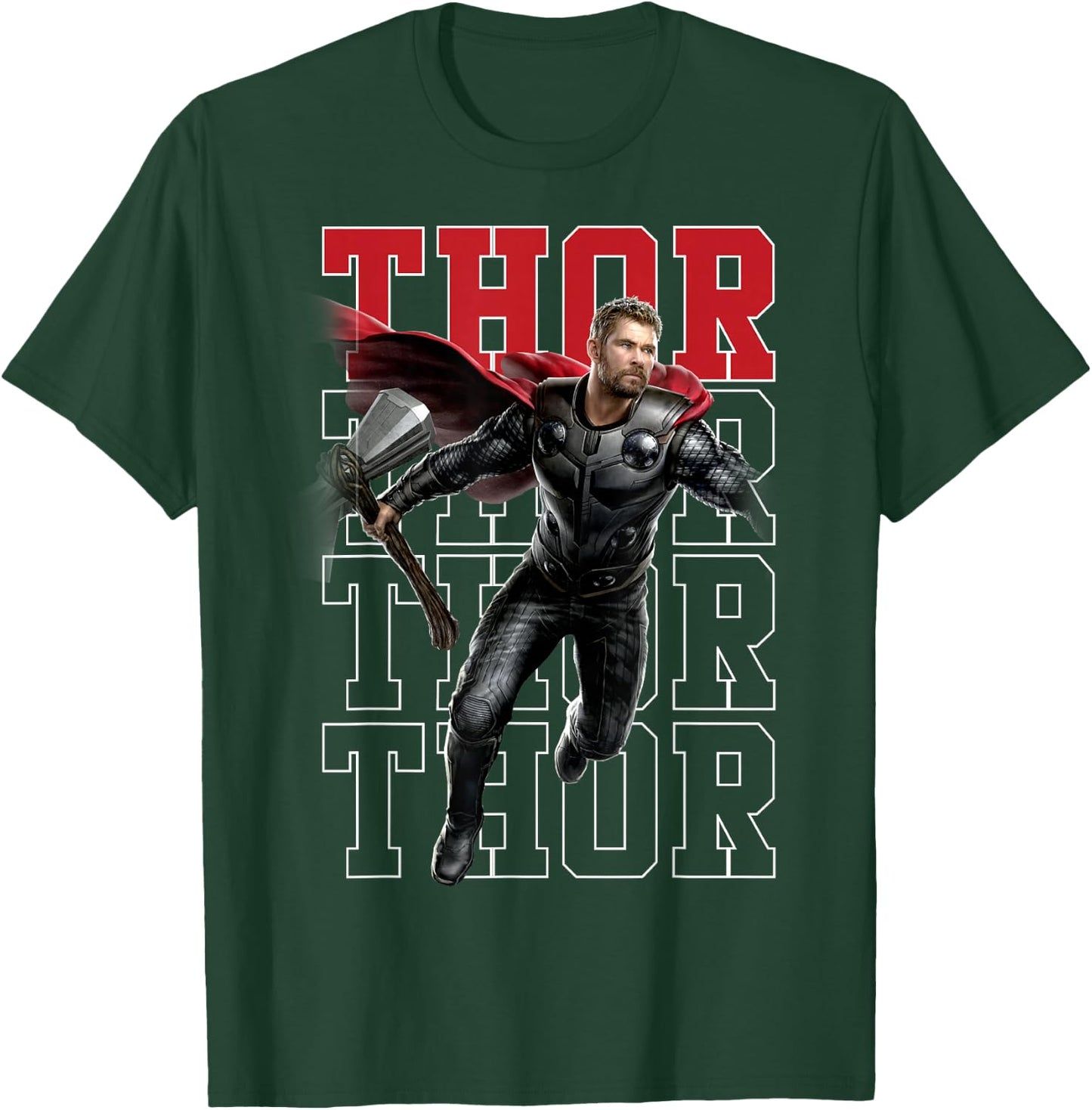 Marvel Avengers Endgame Thor Pose Name Stack T-Shirt - T-Shirt | Forest
