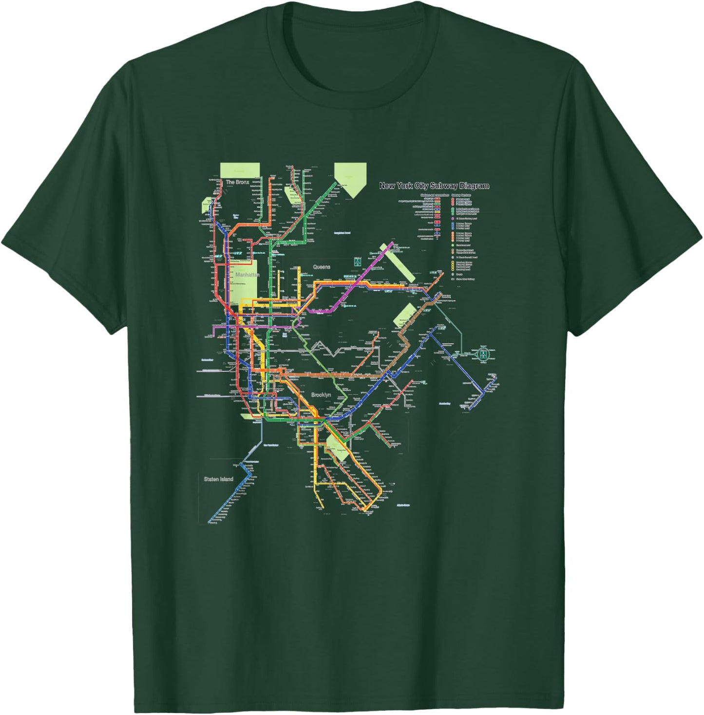 New York City Metro Map Art I Heart NY Souvenir Gifts T-Shirt - T-Shirt | Forest