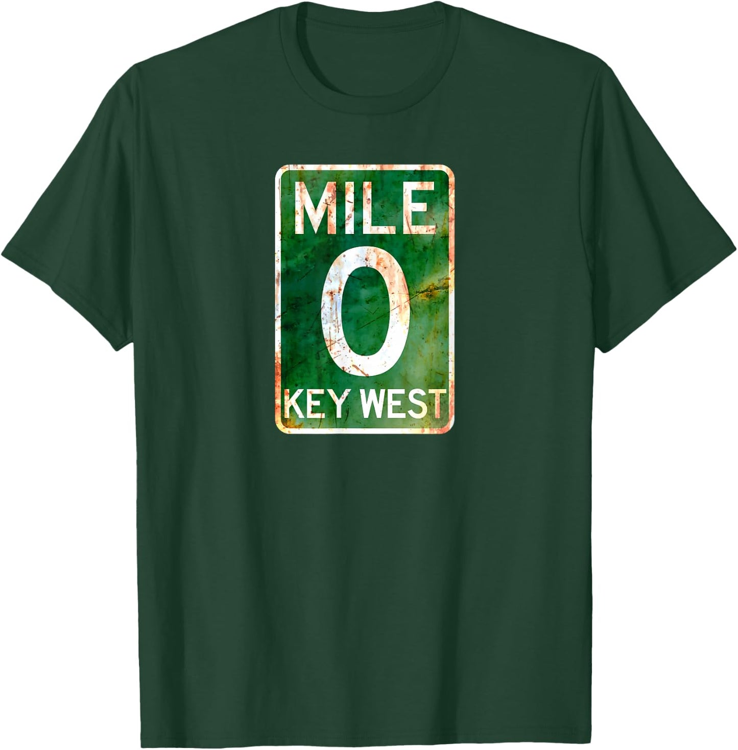 Key West T Shirt Mile 0 Florida Sign Rusted T-Shirt - T-Shirt | Forest