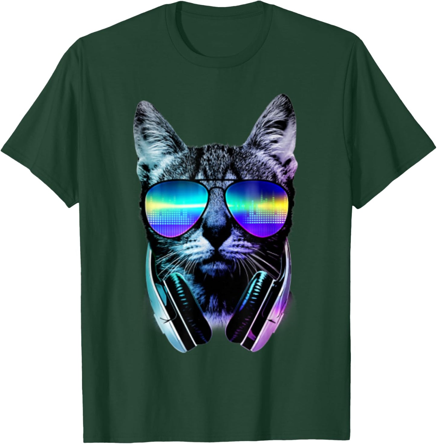 Dj Cat Headphones - Black, Small, , Cotton 100%, Short Sleeve, , Graphic, Modern, Casual, All Seasons, 1 Count T-Shirt - T-Shirt | Forest
