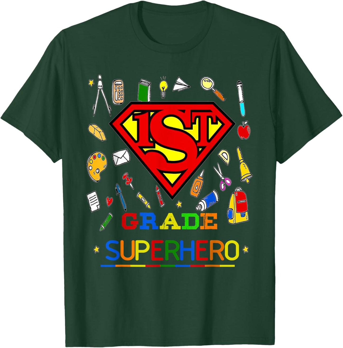 1st Grade Superhero First Grade Gift kids T-Shirt - T-Shirt | Forest