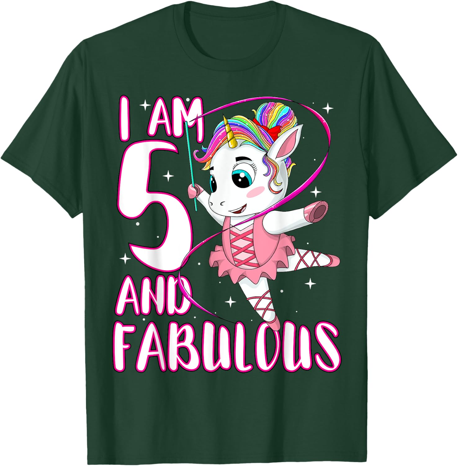 Children I Am 5 and Fabulous Unicorn Birthday Girl T-Shirt - T-Shirt | Forest