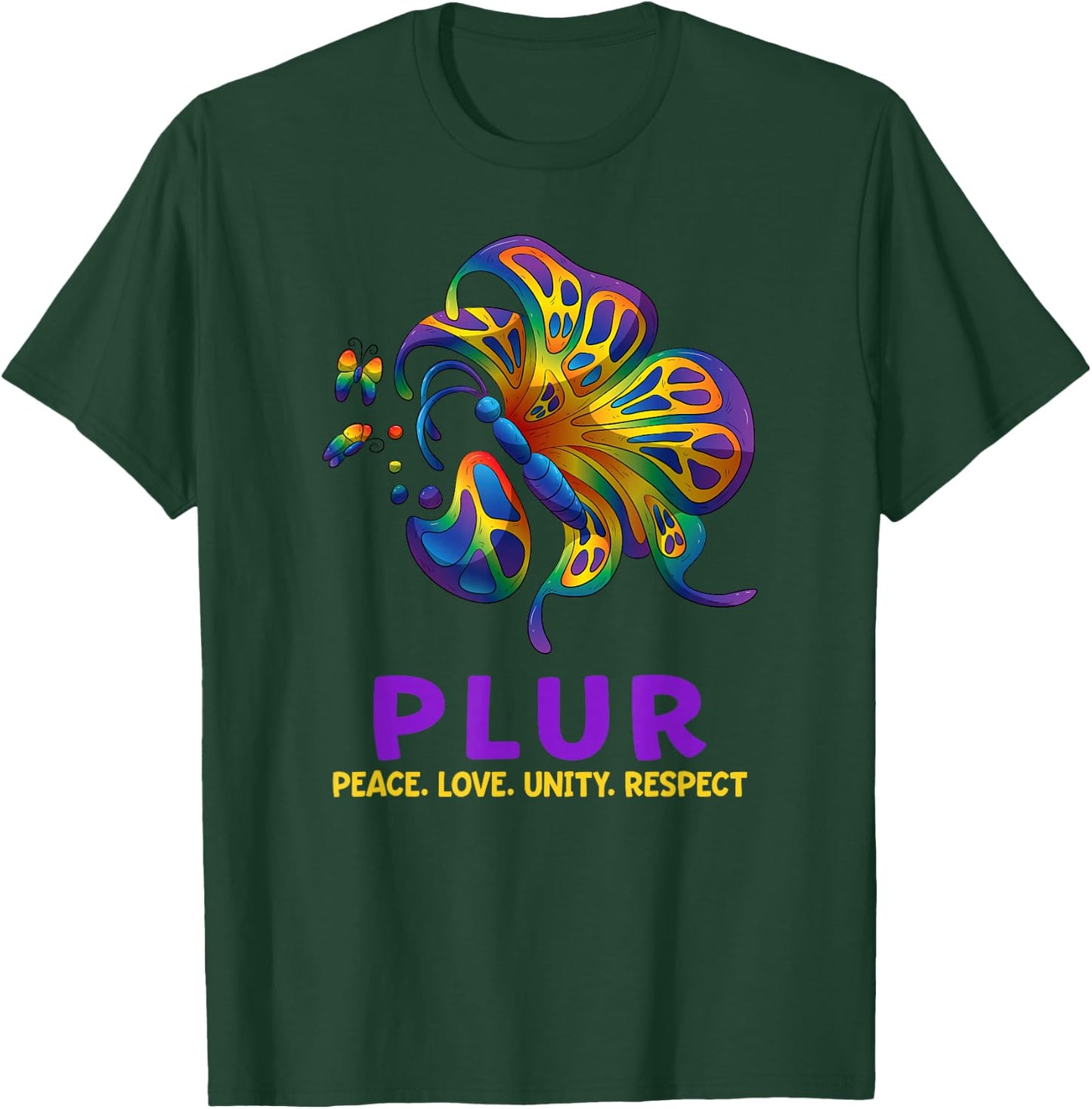 PLUR Butterfly Peace Love Unity Respect EDM House Techno DJ T-Shirt - T-Shirt | Forest