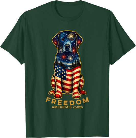Freedom America's 250th Labrador Retriever US Flag 2026 T-Shirt - T-Shirt | Forest