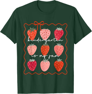 Groovy Kindergarten is My Jam Strawberry Kinder Team Teacher T-Shirt - T-Shirt | Forest