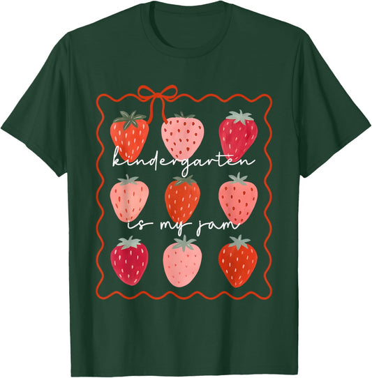 Groovy Kindergarten is My Jam Strawberry Kinder Team Teacher T-Shirt - T-Shirt | Forest