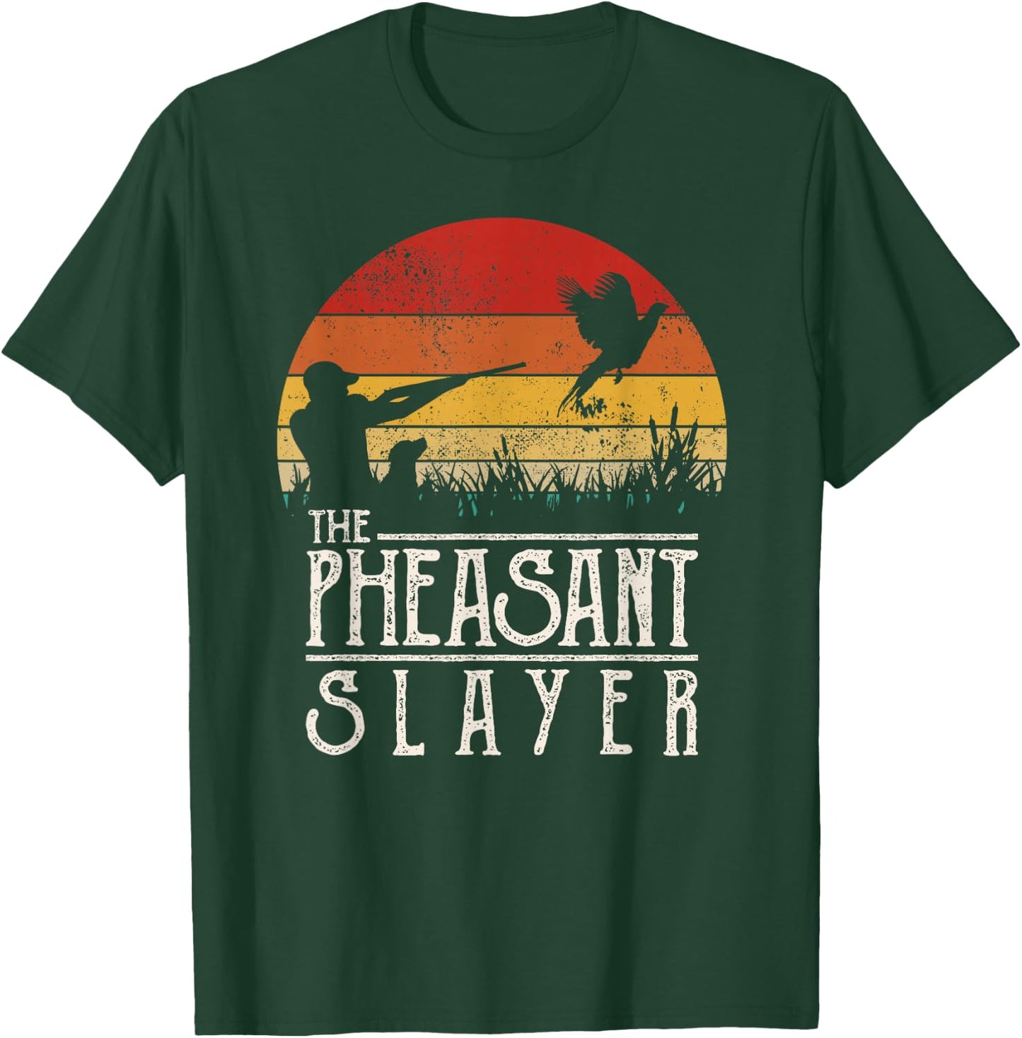 Vintage Sunset Retro Style Pheasant Hunting Pheasant Slayer T-Shirt - T-Shirt | Forest