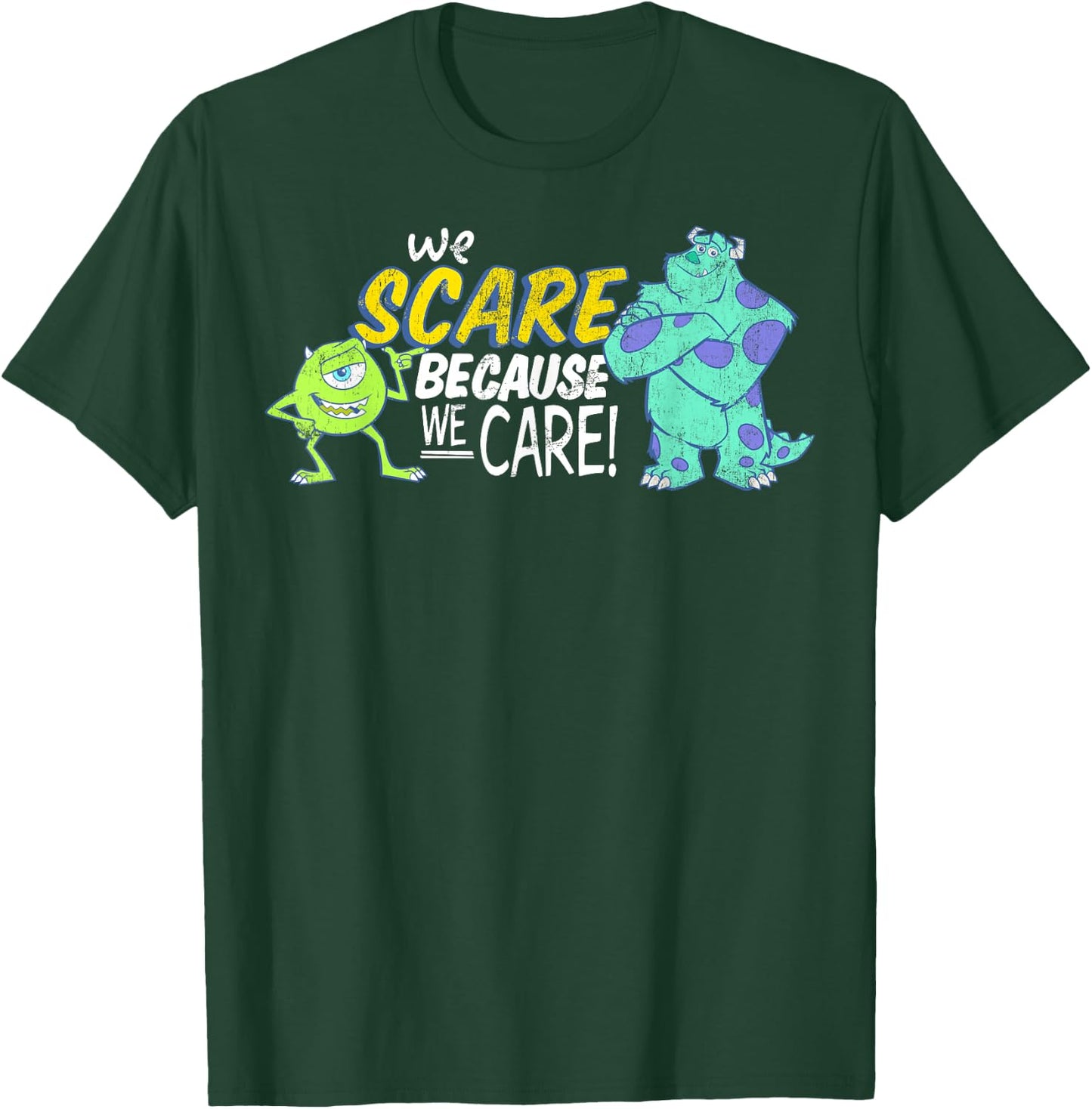 Disney Pixar Monsters, Inc We Scare Because We Care Logo T-Shirt - T-Shirt | Forest