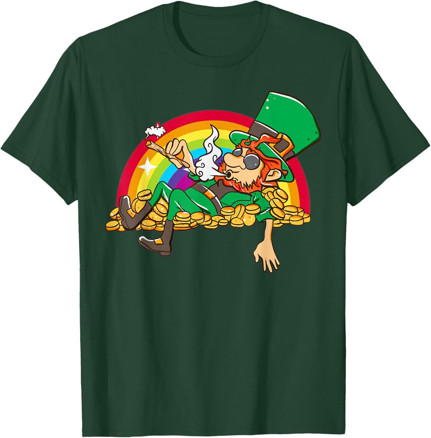 Pot Smoking Leprechaun funny St Patty's Day t T-Shirt - T-Shirt | Forest