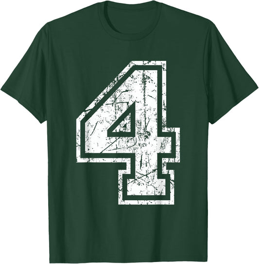 Sports Jersey Grunge Number 4 Fan Team Player Birthday T-Shirt - T-Shirt | Forest