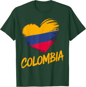 Magical and Funny Colombian Gifts Colombia Heart Colombian Flag - Black, Small, , Short Sleeve T-Shirt - T-Shirt | Forest