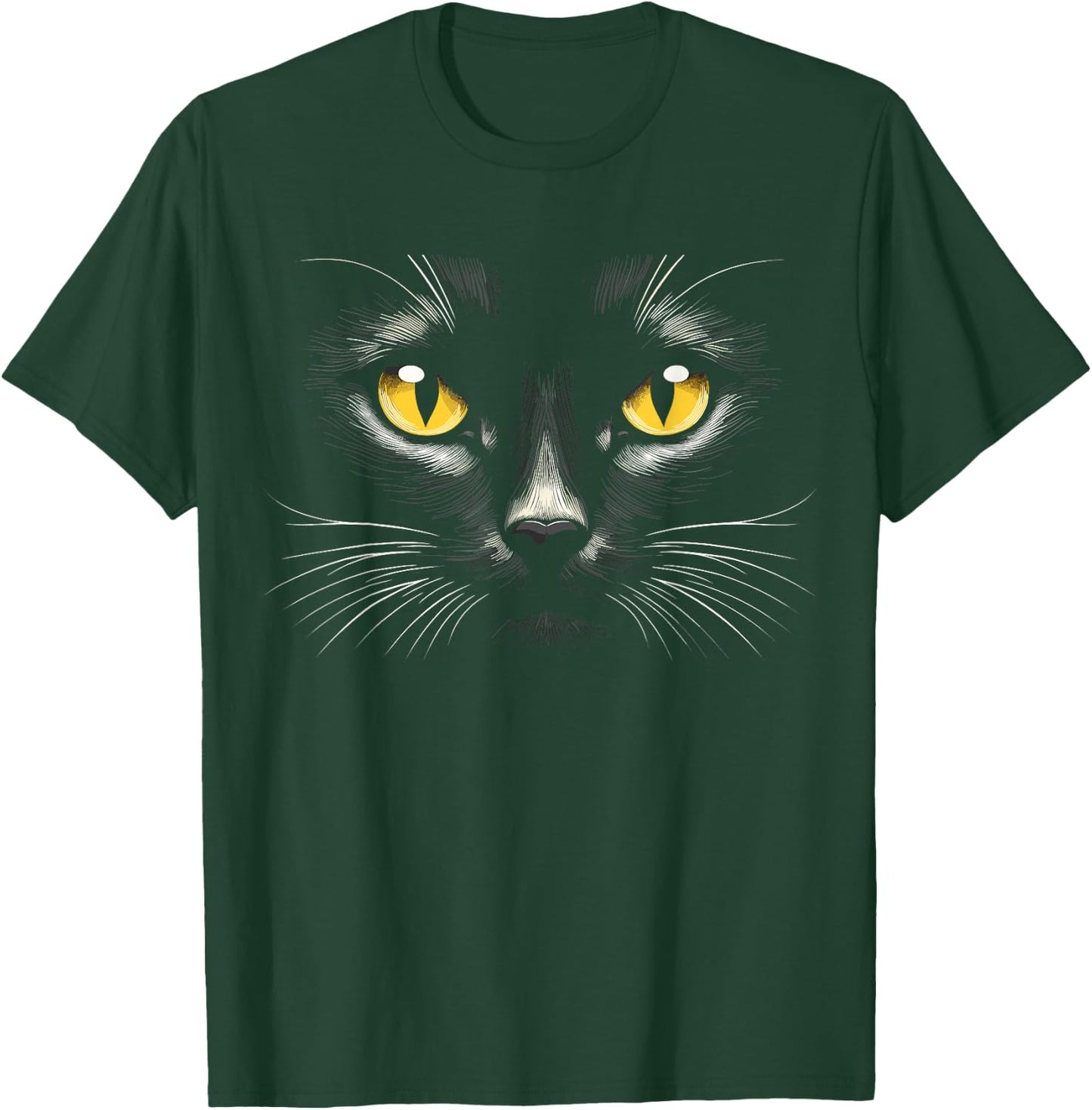 Black Cat Yellow Eyes Face Cat T-Shirt - T-Shirt | Forest