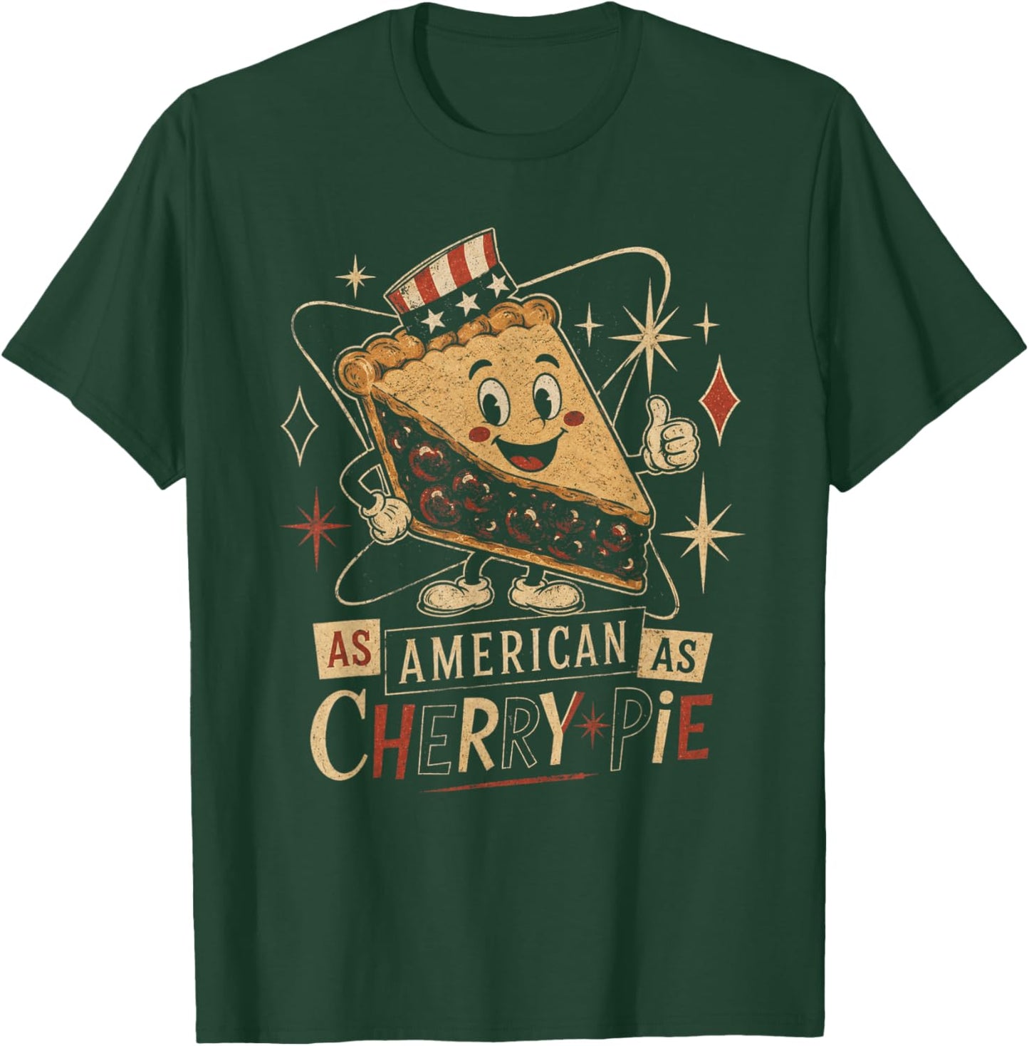 Vintage Retro Cherry Pie As American As Patriotic T-Shirt - T-Shirt | Forest