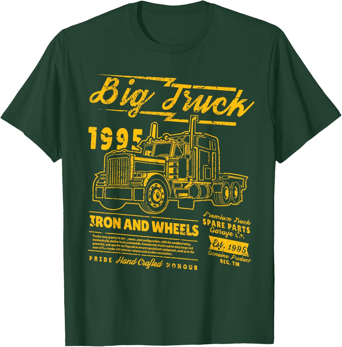 Big Truck Semi Truck Retro Distressed T-Shirt - T-Shirt | Forest
