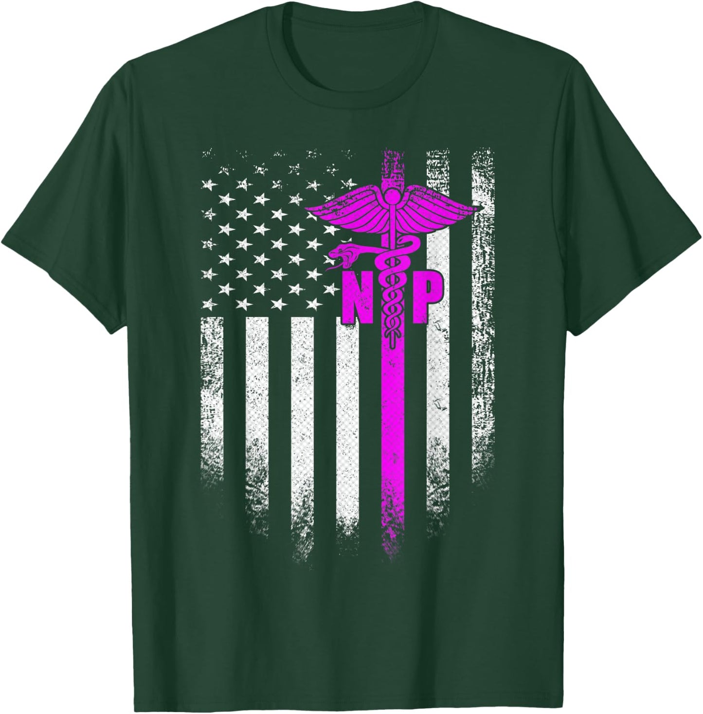 Vintage USA NP Nurse Practitioner American Flag Patriotic T-Shirt - T-Shirt | Forest