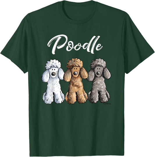 Adorable Poodle Trio Cartoon Artwork For Poodle Dog Lover T-Shirt - T-Shirt | Forest