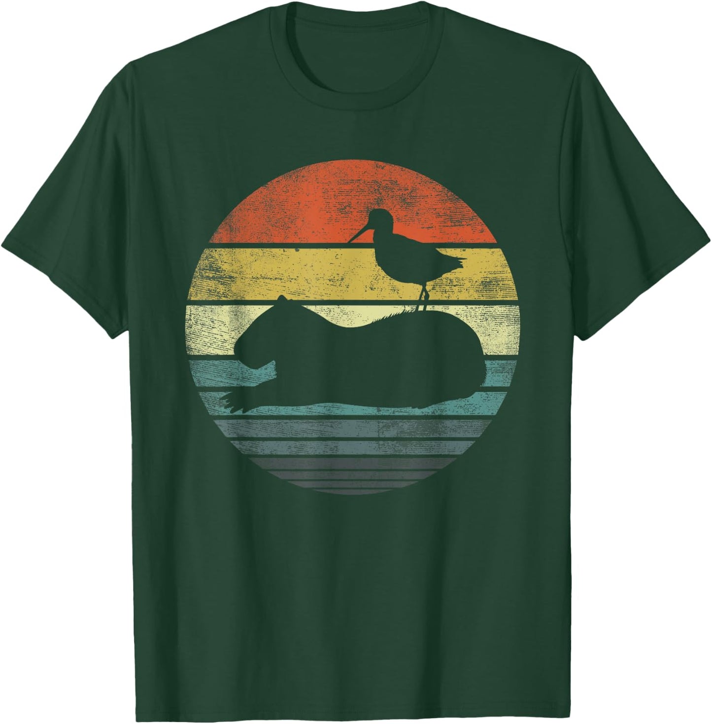 Bird and Capybara Lover Gifts Vintage Zoo Animal Silhouette T-Shirt - T-Shirt | Forest