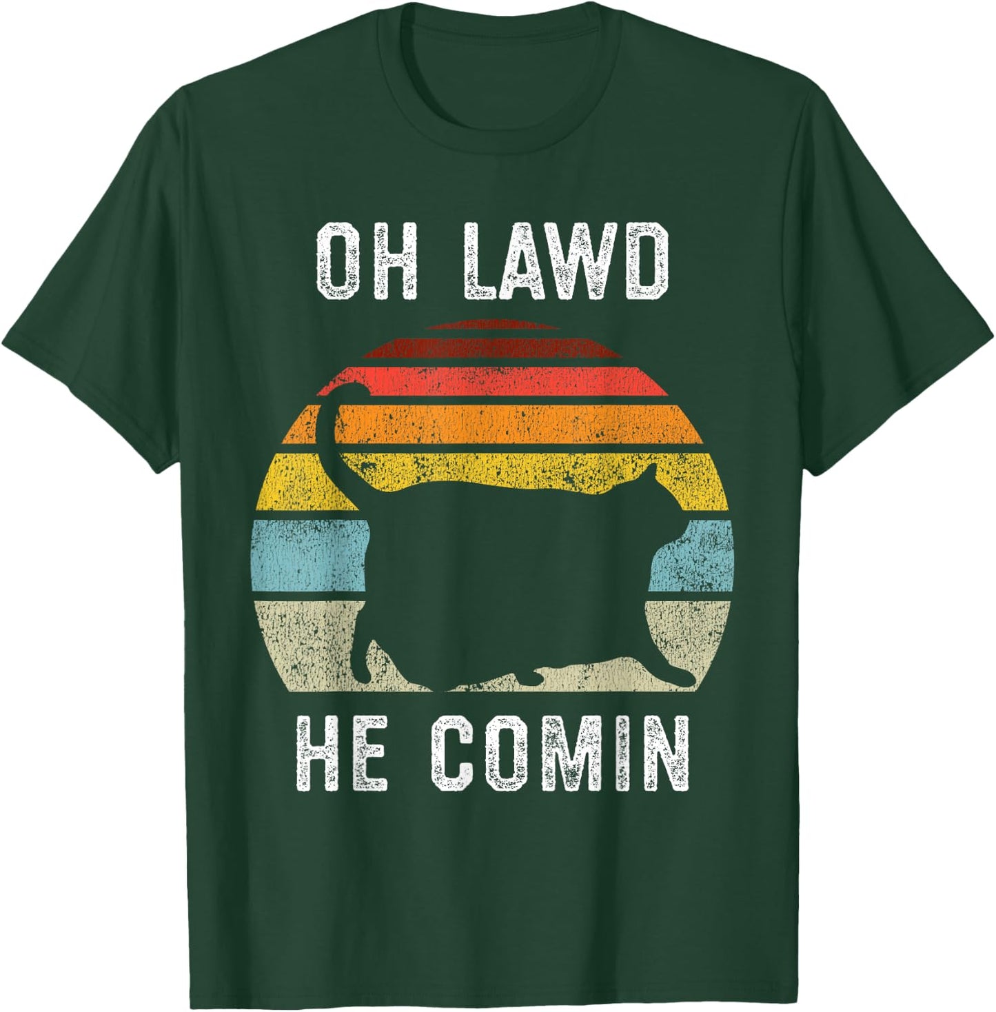 Chonk Cat, Retro Style Vintage Meme, Oh Lawd He Comin T-Shirt - T-Shirt | Forest